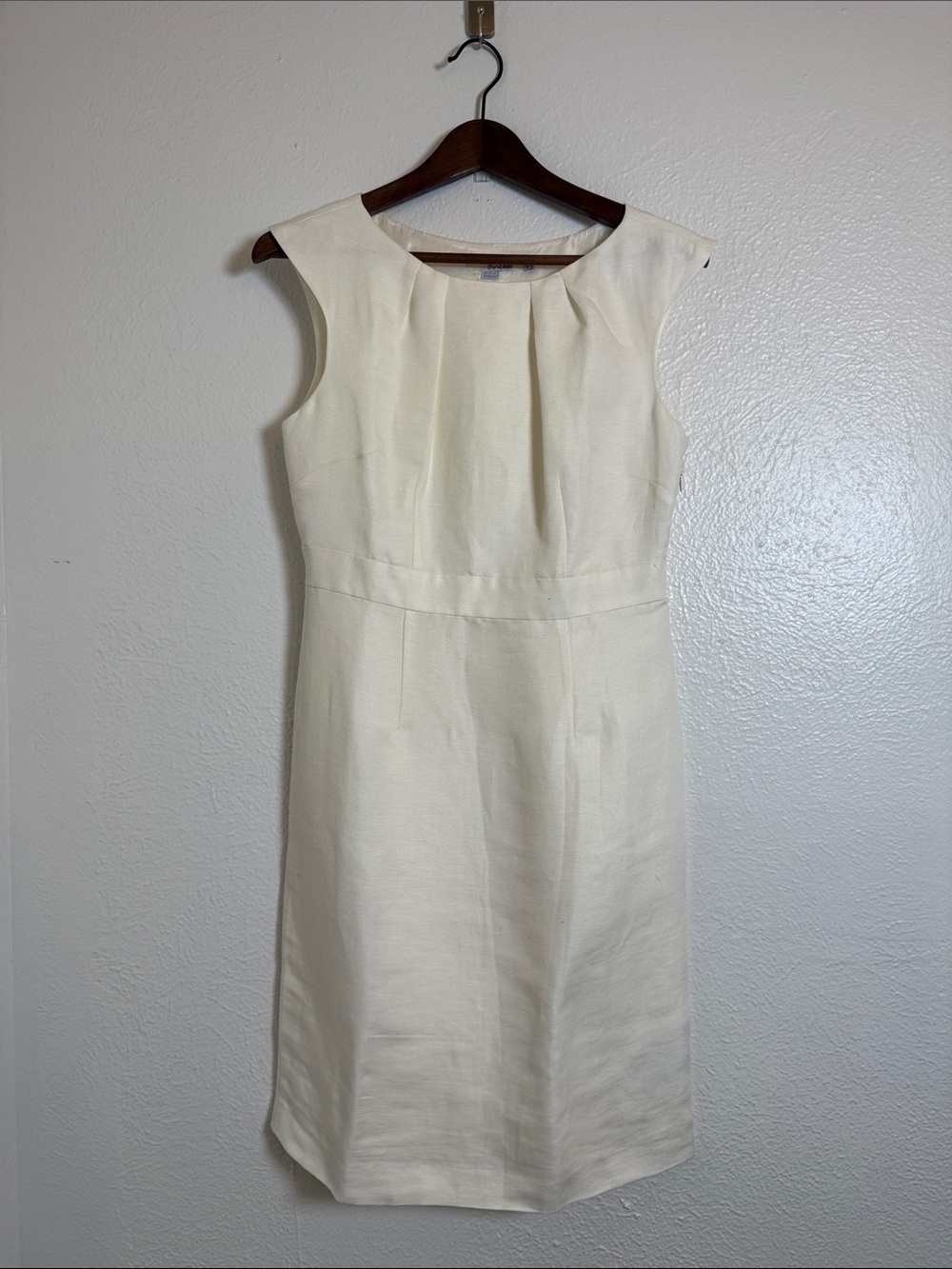 Boden Ivory Linen Blend Pencil Dress Women's Size 4L